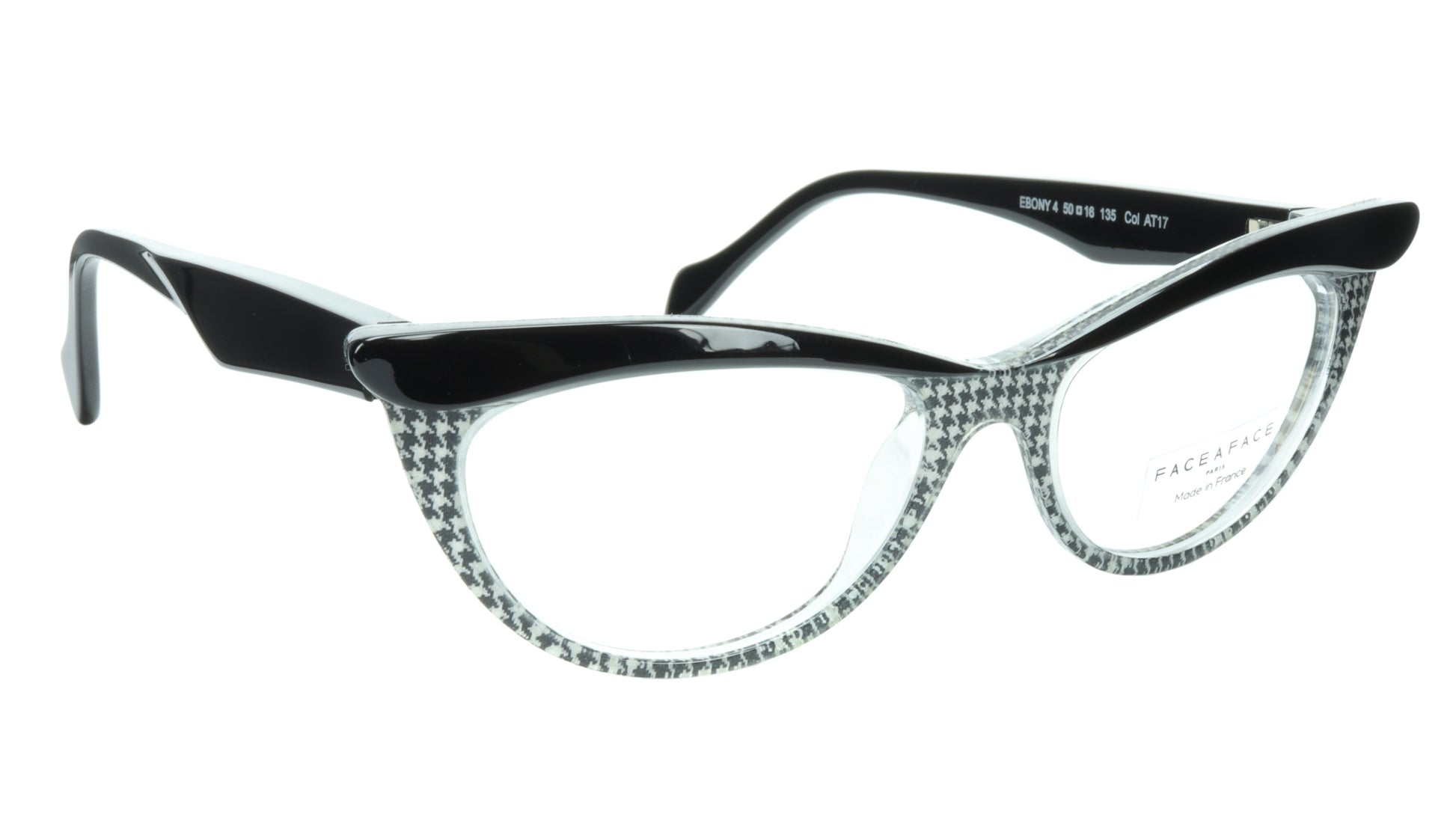 Face A Face Eyeglasses Frame Ebony 4 AT17 Acetate Black Crystal 50-16-135 31 - Frame Bay