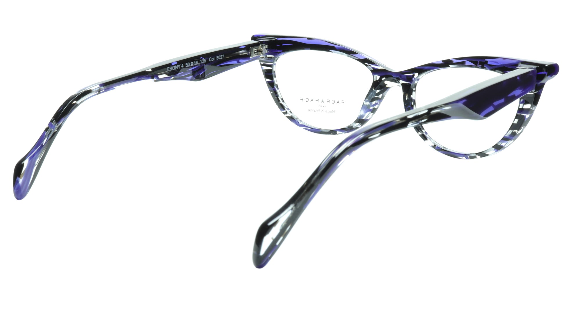 Face A Face Eyeglasses Frame Ebony 4 3027 Acetate Violet Cateye 50-16-135 31 - Frame Bay