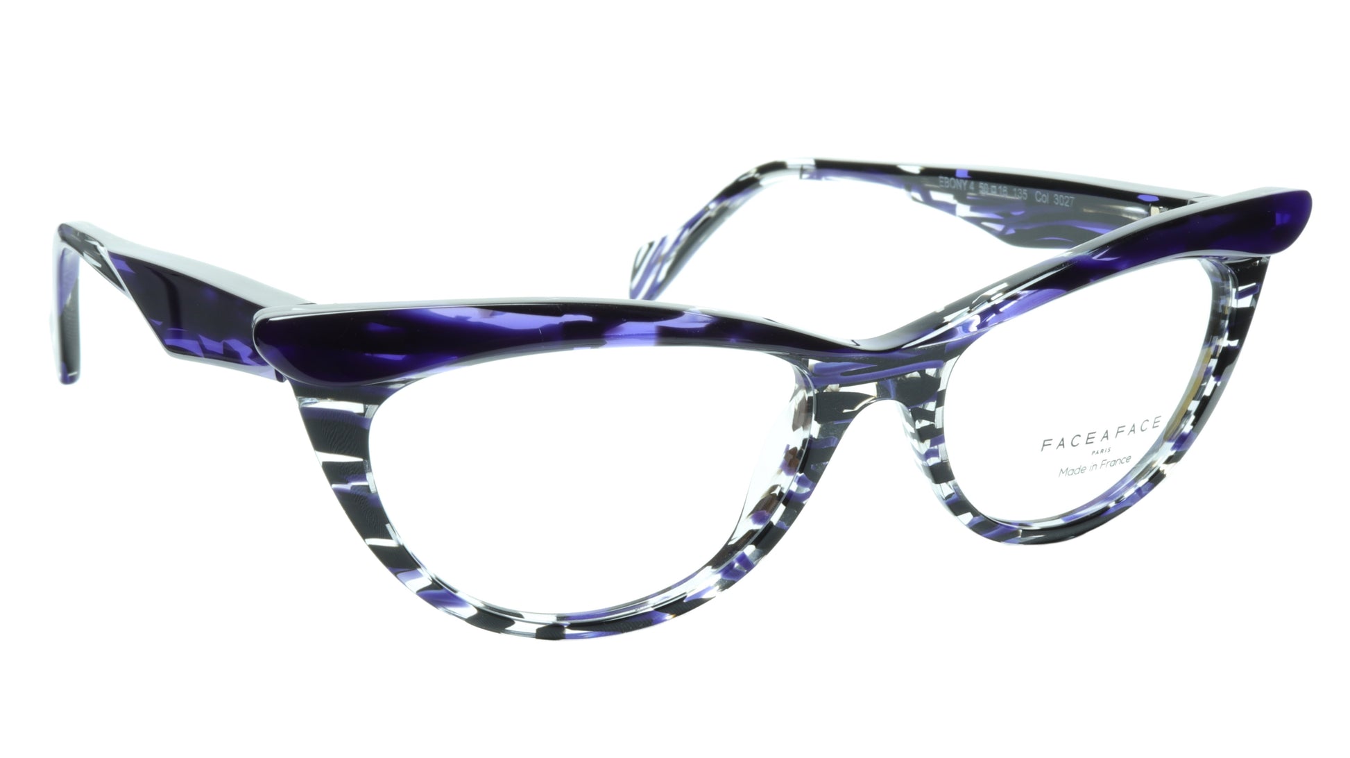 Face A Face Eyeglasses Frame Ebony 4 3027 Acetate Violet Cateye 50-16-135 31 - Frame Bay