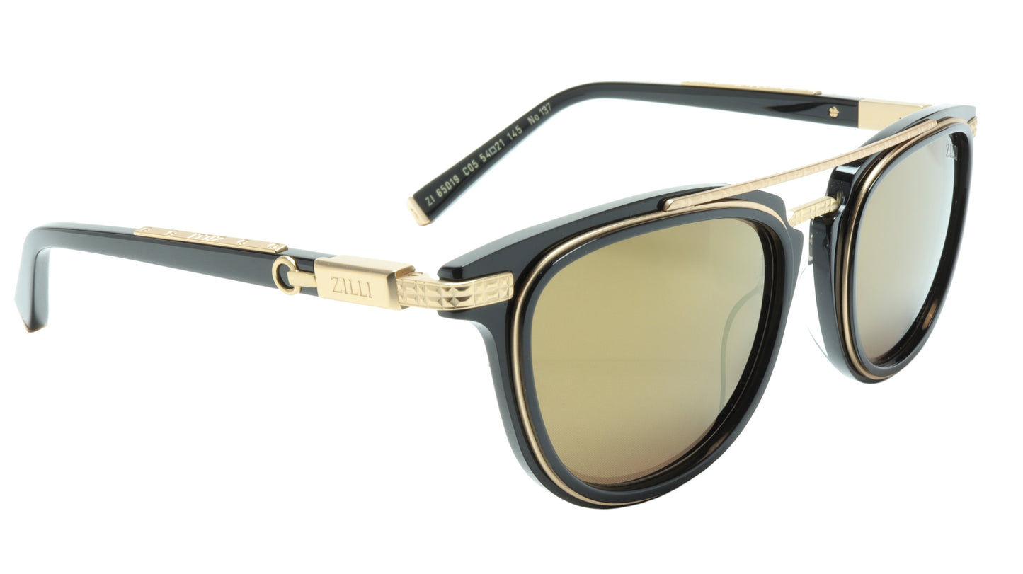 ZILLI Sunglasses Titanium Acetate Black Matte Gold Polarized France ZI 65019 C05 - Frame Bay