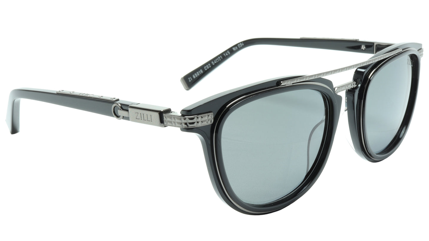 ZILLI Sunglasses Titanium Acetate Black Gunmetal Polarized France ZI 65019 C02 - Frame Bay
