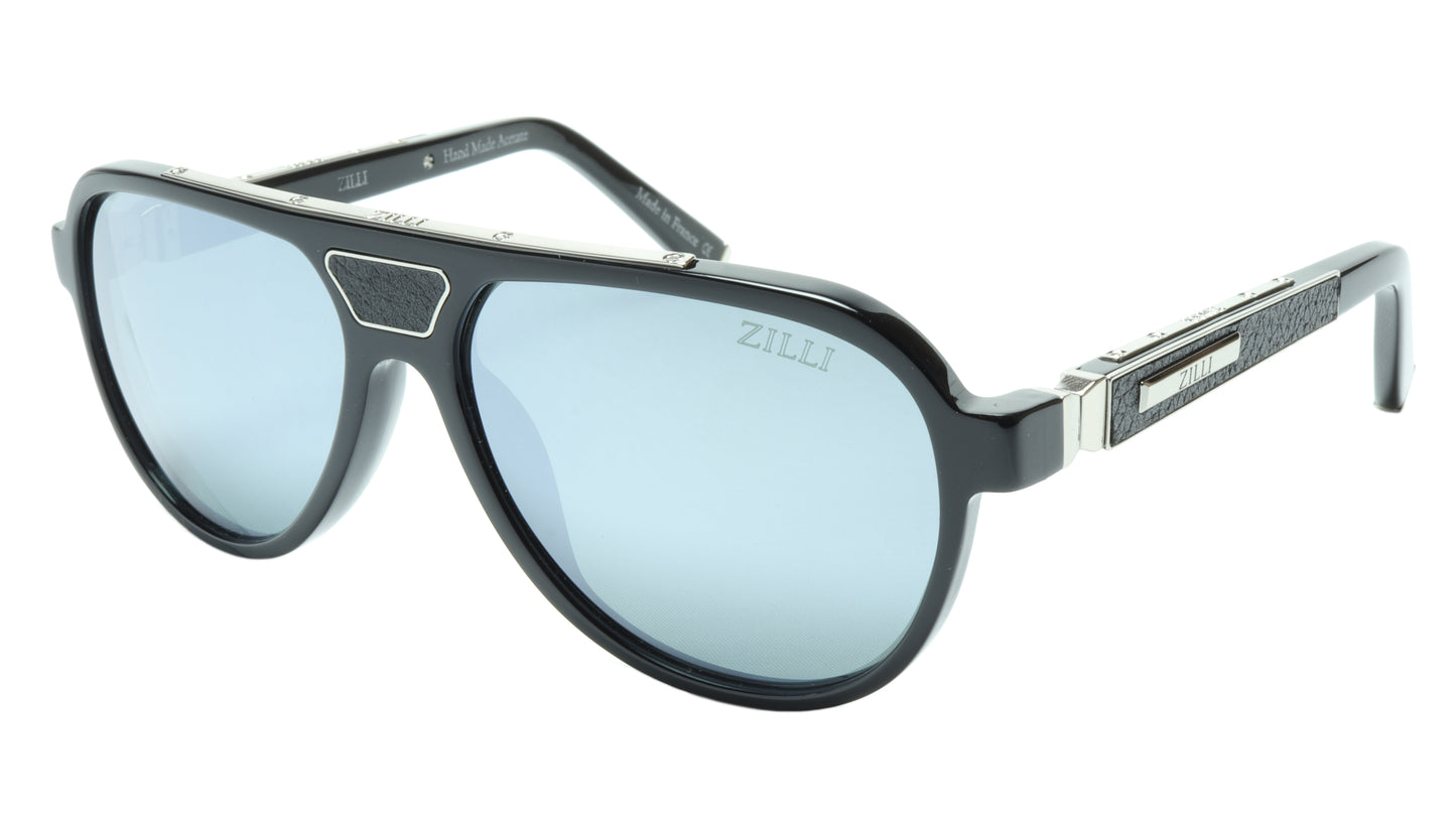 ZILLI Sunglasses Titanium Acetate Leather Silver Polarized France ZI 65008 C01 - Frame Bay