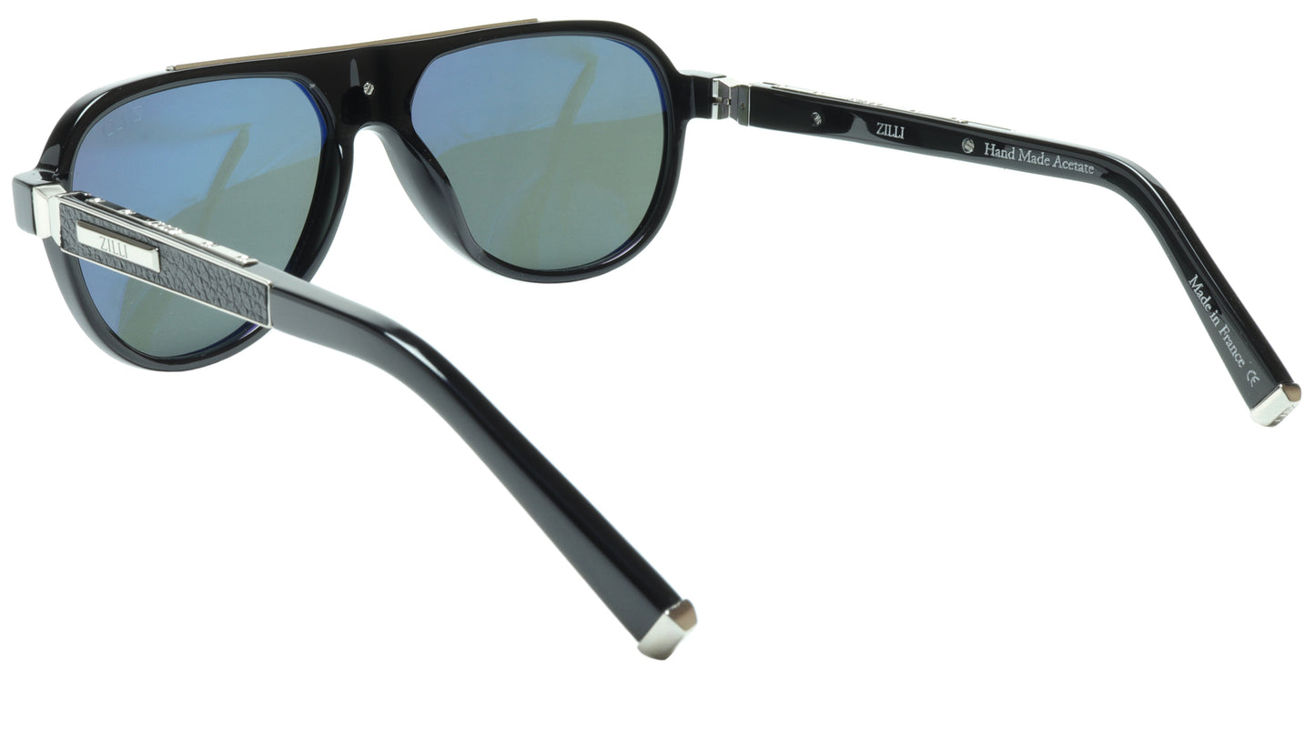 ZILLI Sunglasses Titanium Acetate Leather Silver Polarized France ZI 65008 C01 - Frame Bay