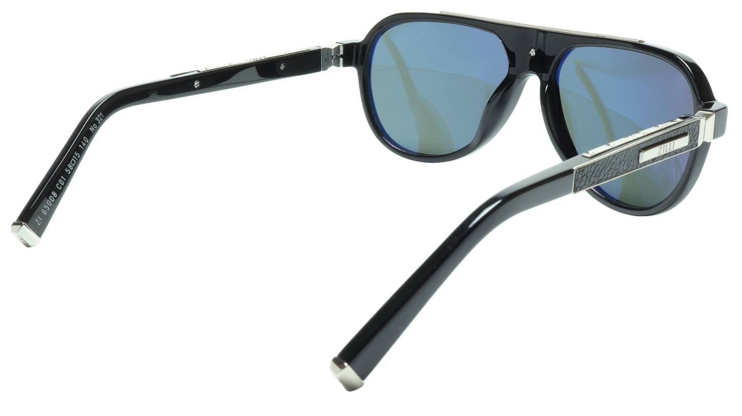 ZILLI Sunglasses Titanium Acetate Leather Silver Polarized France ZI 65008 C01 - Frame Bay