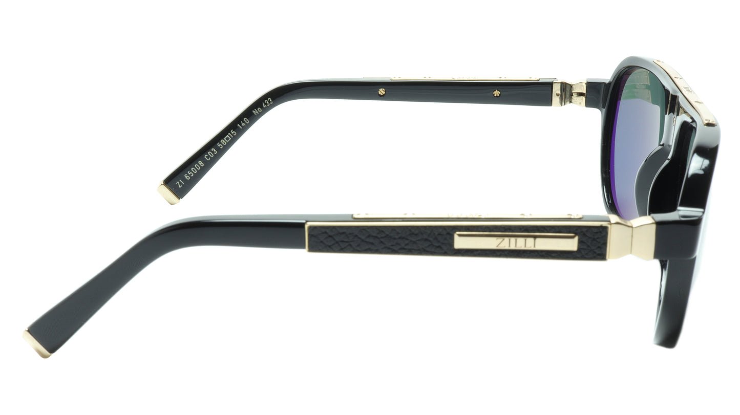 ZILLI Sunglasses Titanium Acetate Leather Gold Polarized France ZI 65008 C03 - Frame Bay