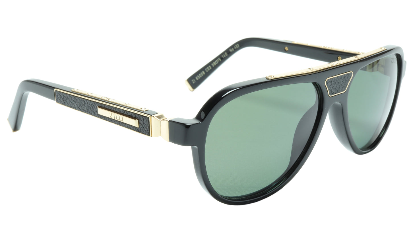 ZILLI Sunglasses Titanium Acetate Leather Gold Polarized France ZI 65008 C03 - Frame Bay