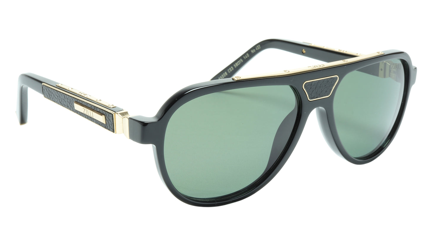 ZILLI Sunglasses Titanium Acetate Leather Gold Polarized France ZI 65008 C03 - Frame Bay