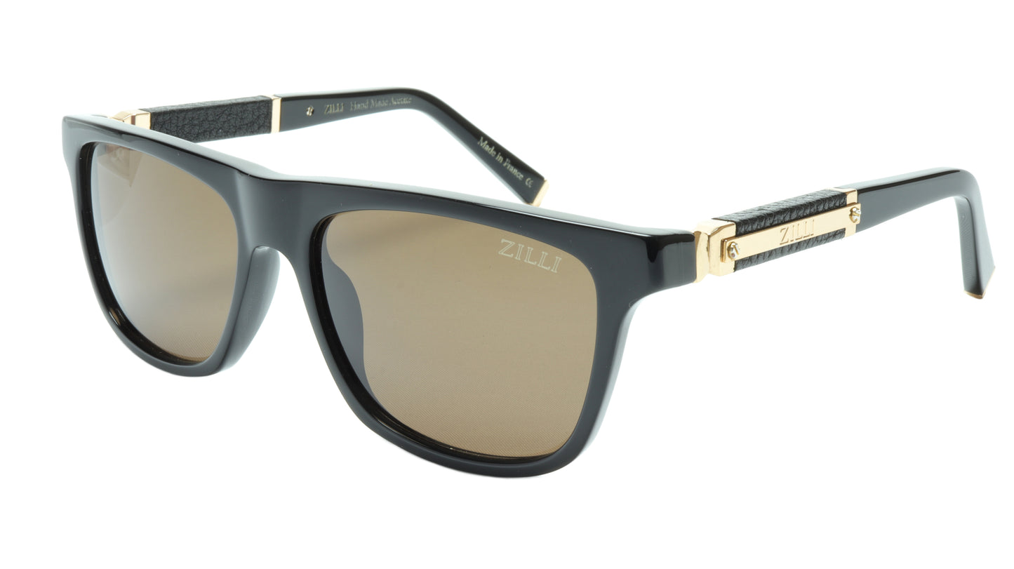 ZILLI Sunglasses Titanium Acetate Leather Gold Polarized France ZI 65010 C01 - Frame Bay