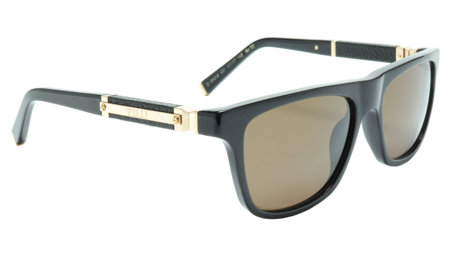 ZILLI Sunglasses Titanium Acetate Leather Gold Polarized France ZI 65010 C01 - Frame Bay