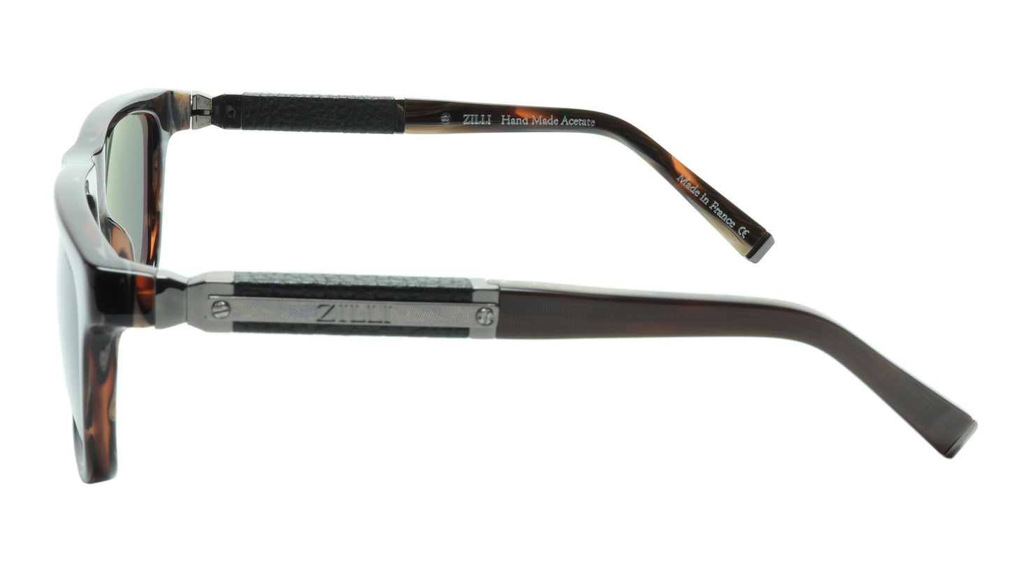ZILLI Sunglasses Titanium Acetate Leather Gunmetal Polarized France ZI 65010 C03 - Frame Bay
