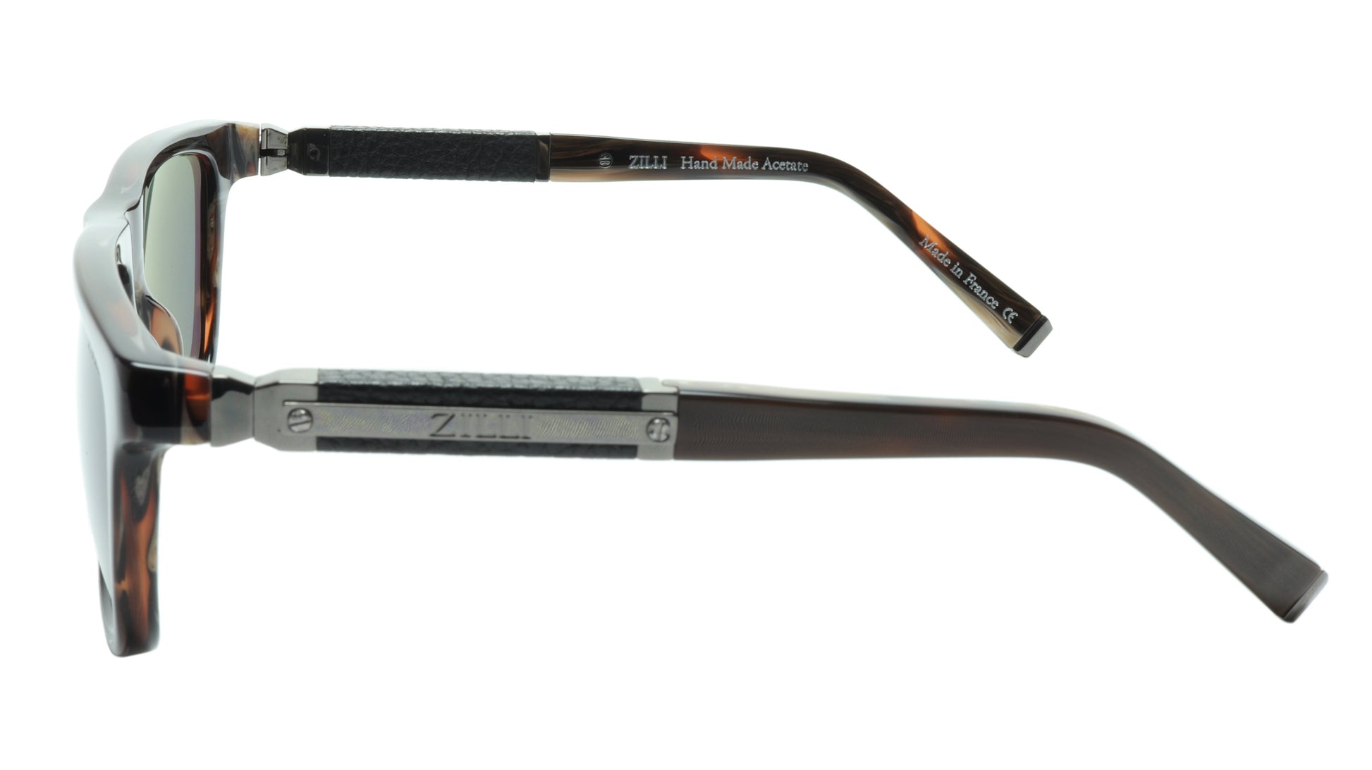 ZILLI Sunglasses Titanium Acetate Leather Gunmetal Polarized France ZI 65010 C03 - Frame Bay