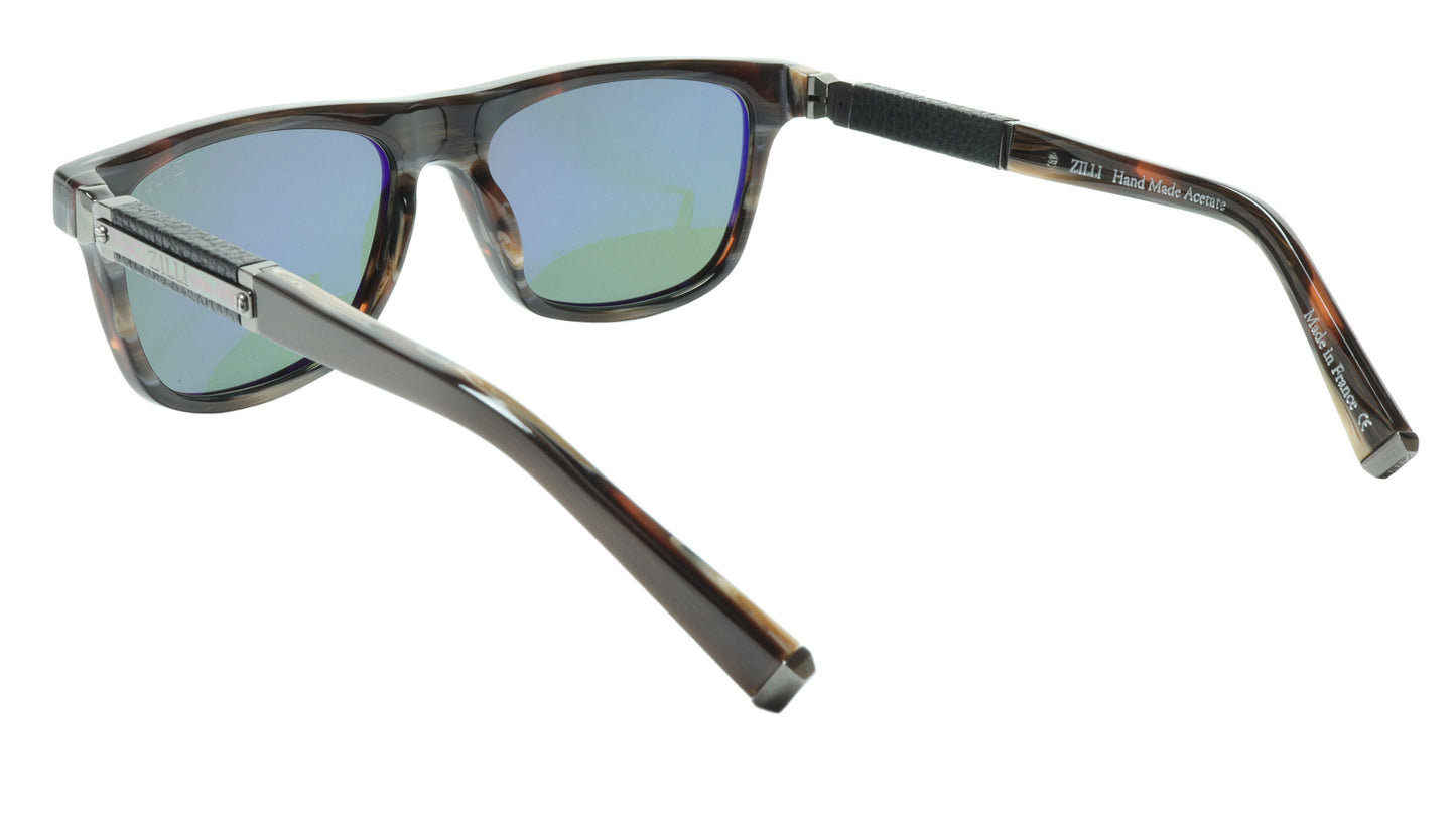ZILLI Sunglasses Titanium Acetate Leather Gunmetal Polarized France ZI 65010 C03 - Frame Bay