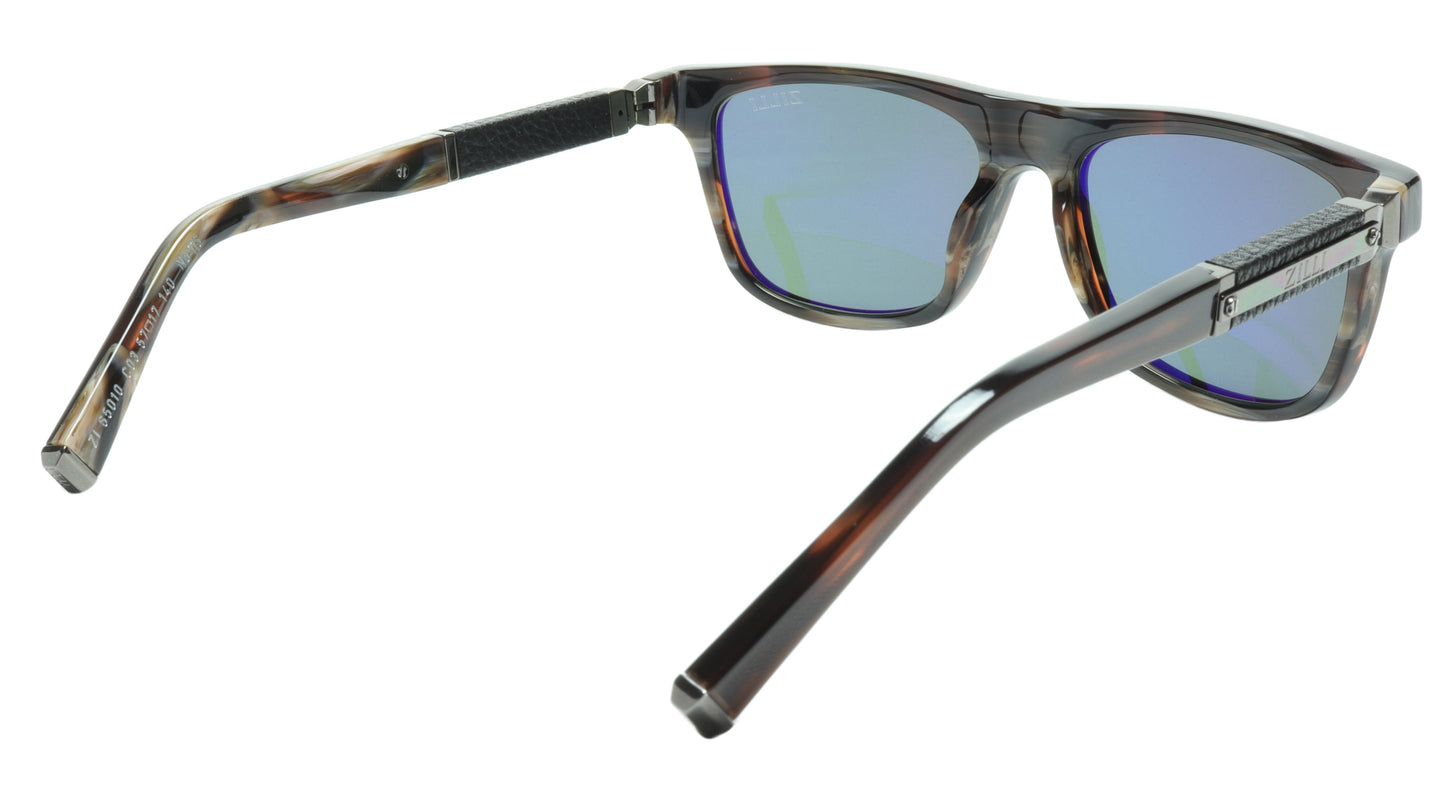 ZILLI Sunglasses Titanium Acetate Leather Gunmetal Polarized France ZI 65010 C03 - Frame Bay