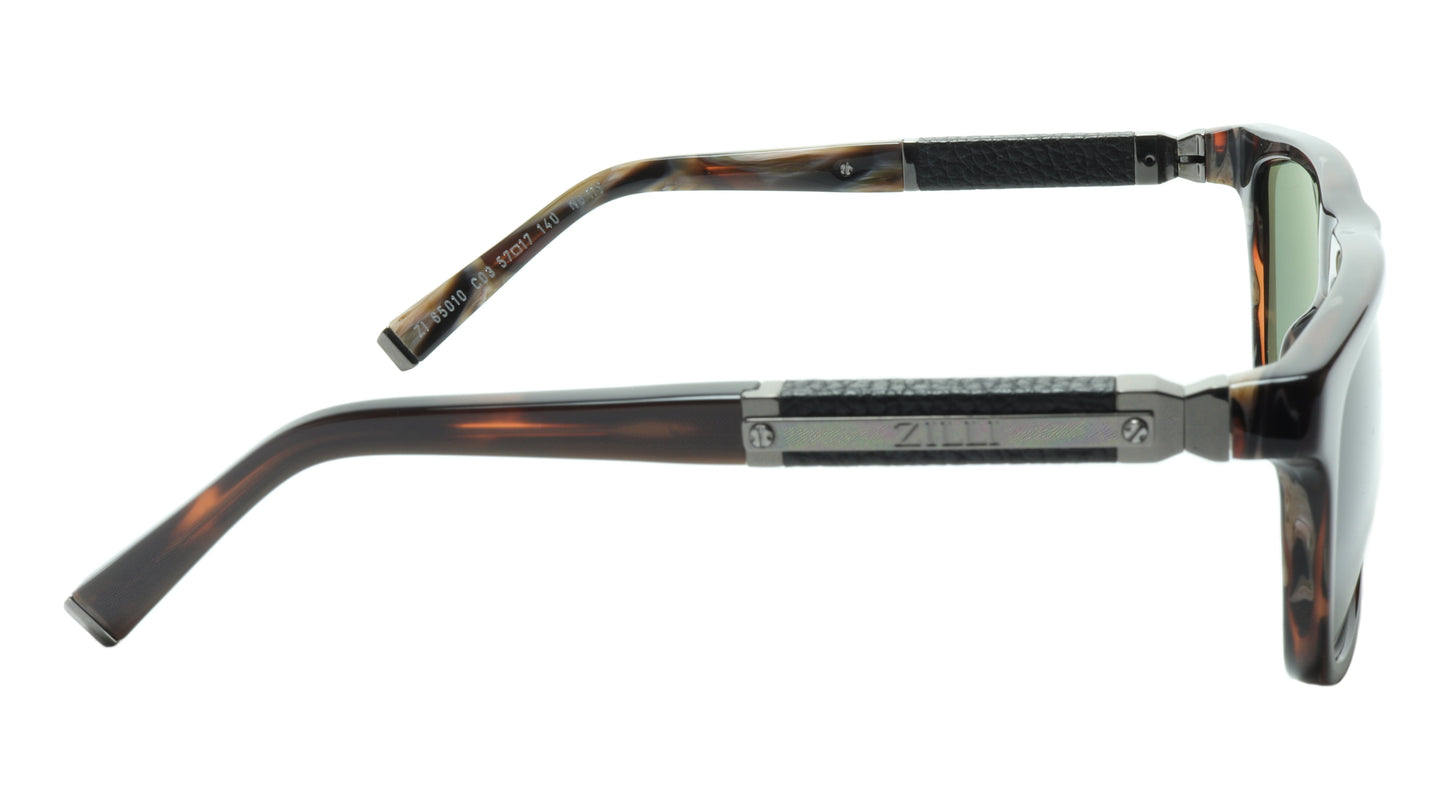 ZILLI Sunglasses Titanium Acetate Leather Gunmetal Polarized France ZI 65010 C03 - Frame Bay