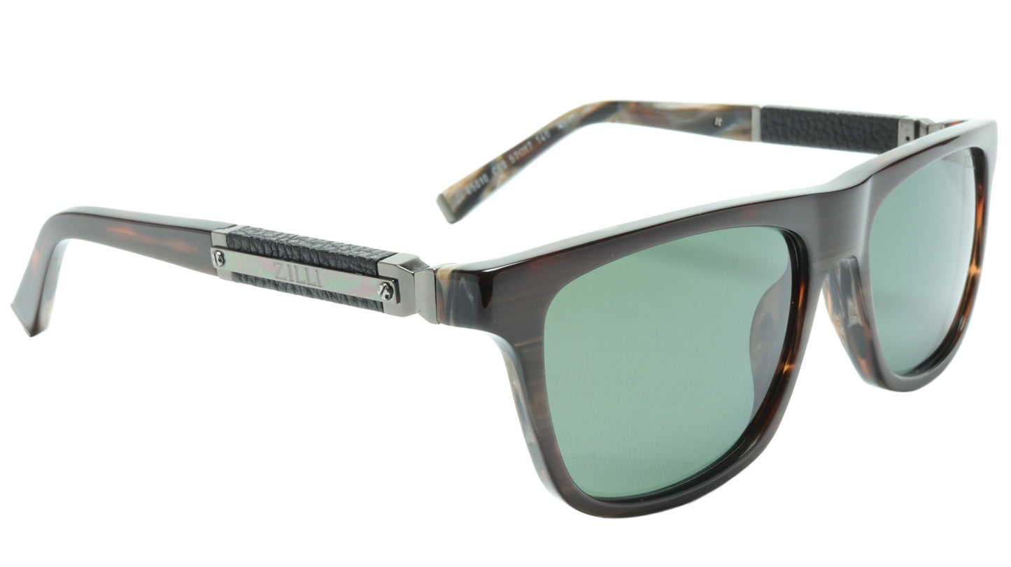 ZILLI Sunglasses Titanium Acetate Leather Gunmetal Polarized France ZI 65010 C03 - Frame Bay