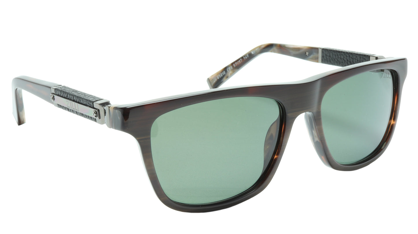 ZILLI Sunglasses Titanium Acetate Leather Gunmetal Polarized France ZI 65010 C03 - Frame Bay