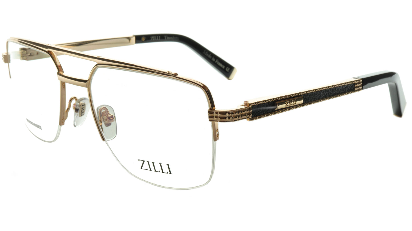 ZILLI Eyeglasses Frame Titanium Leather Acetate Gold France Made ZI 60024 C07 - Frame Bay