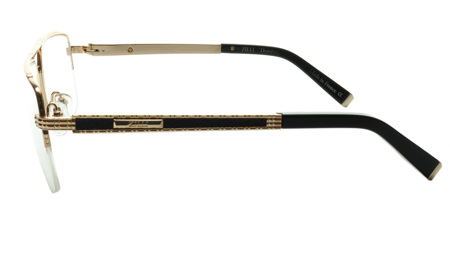 ZILLI Eyeglasses Frame Titanium Leather Acetate Gold France Made ZI 60024 C07 - Frame Bay