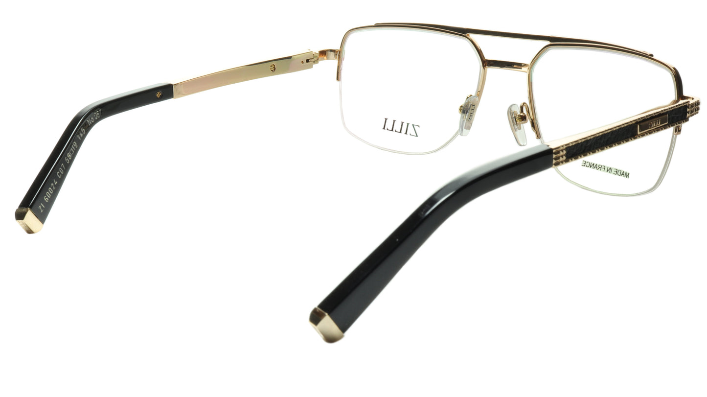 ZILLI Eyeglasses Frame Titanium Leather Acetate Gold France Made ZI 60024 C07 - Frame Bay