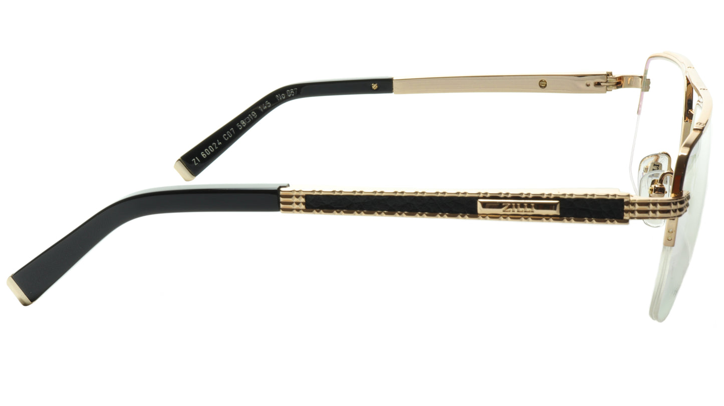 ZILLI Eyeglasses Frame Titanium Leather Acetate Gold France Made ZI 60024 C07 - Frame Bay