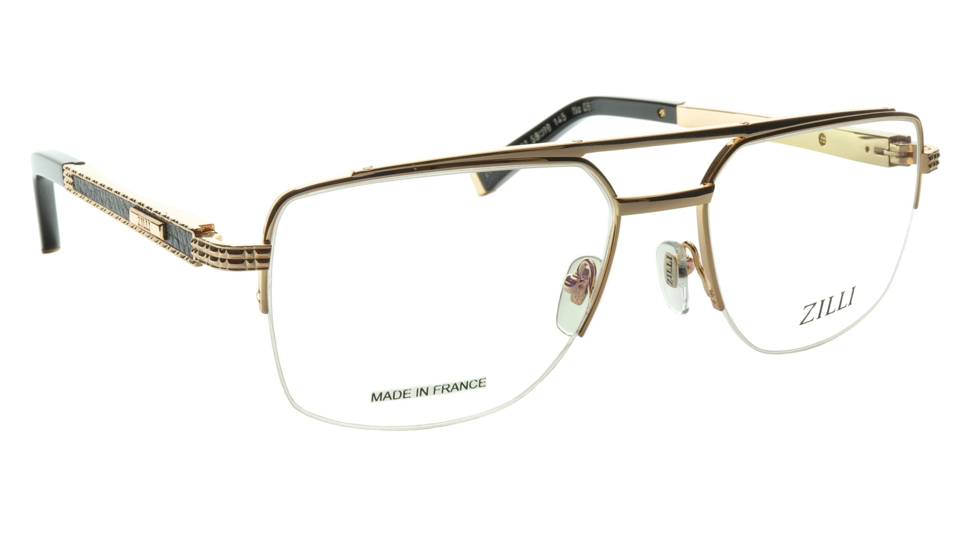 ZILLI Eyeglasses Frame Titanium Leather Acetate Gold France Made ZI 60024 C07 - Frame Bay