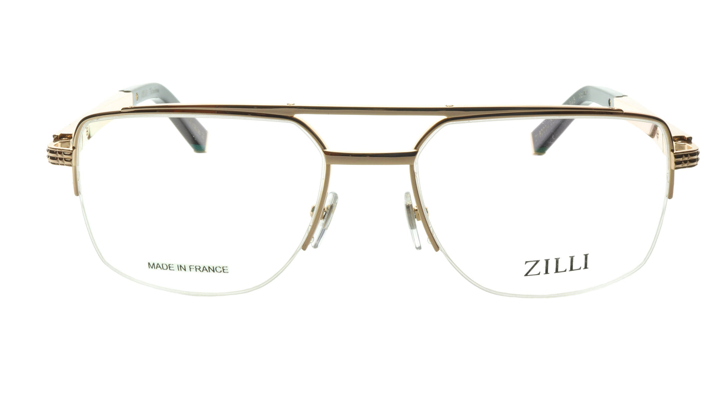 ZILLI Eyeglasses Frame Titanium Leather Acetate Gold France Made ZI 60024 C07 - Frame Bay