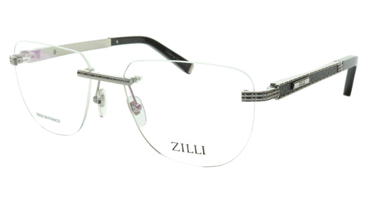 ZILLI Eyeglasses Frame Titanium Leather Acetate Silver France Made ZI 60025 C08 - Frame Bay