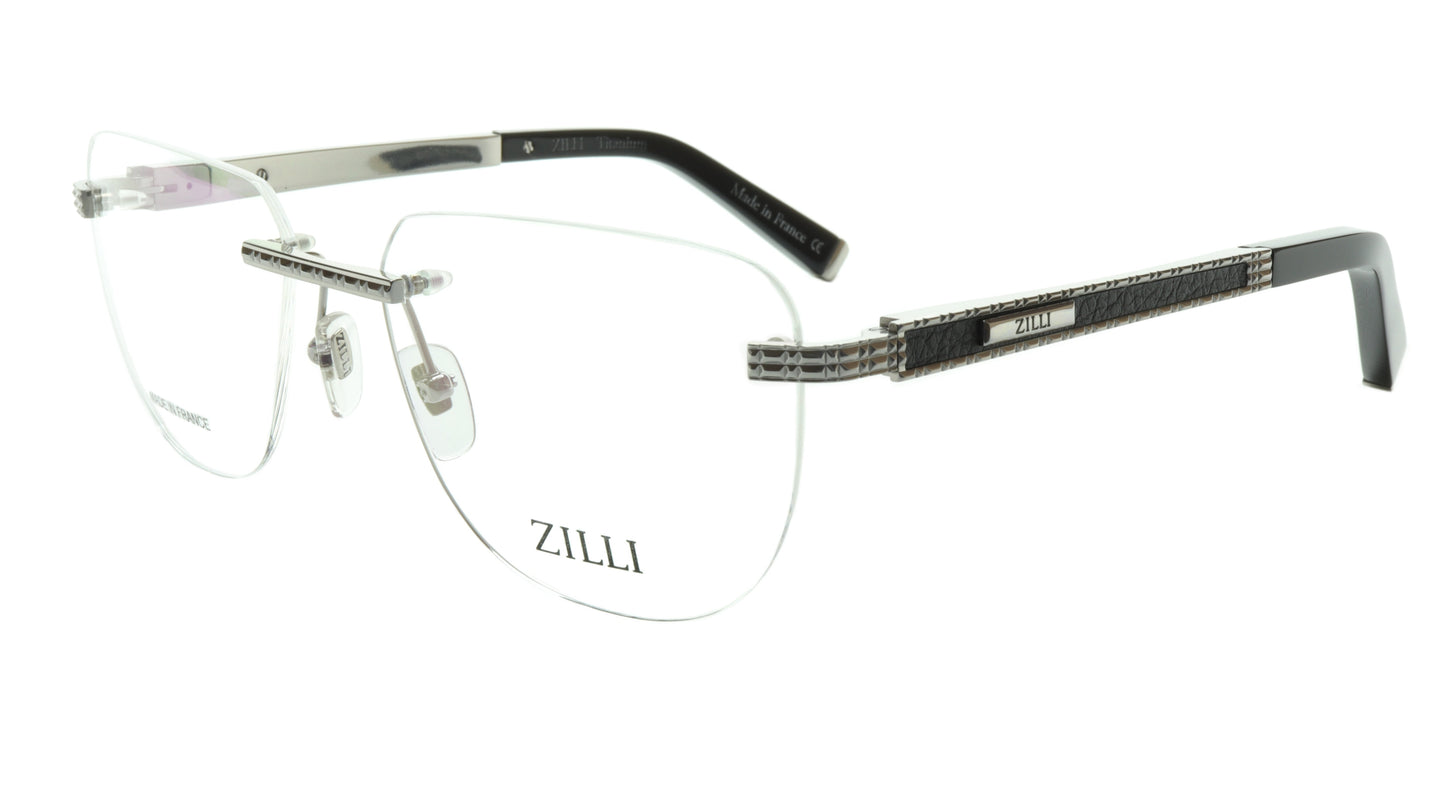 ZILLI Eyeglasses Frame Titanium Leather Acetate Silver France Made ZI 60025 C08 - Frame Bay