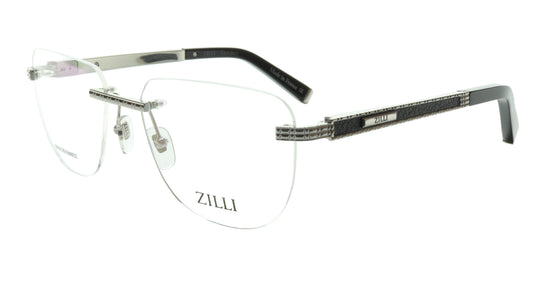 ZILLI Eyeglasses Frame Titanium Leather Acetate Silver France Made ZI 60025 C08 - Frame Bay