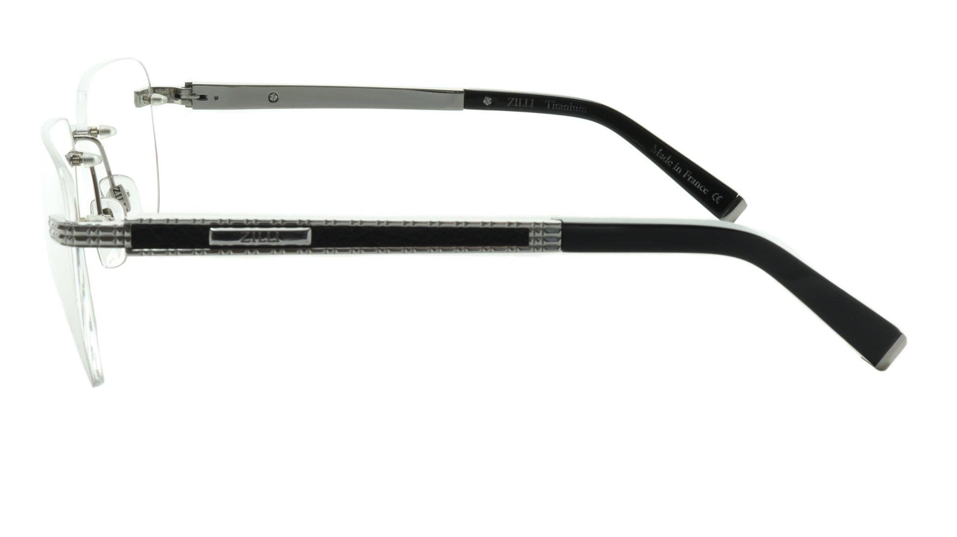 ZILLI Eyeglasses Frame Titanium Leather Acetate Silver France Made ZI 60025 C08 - Frame Bay
