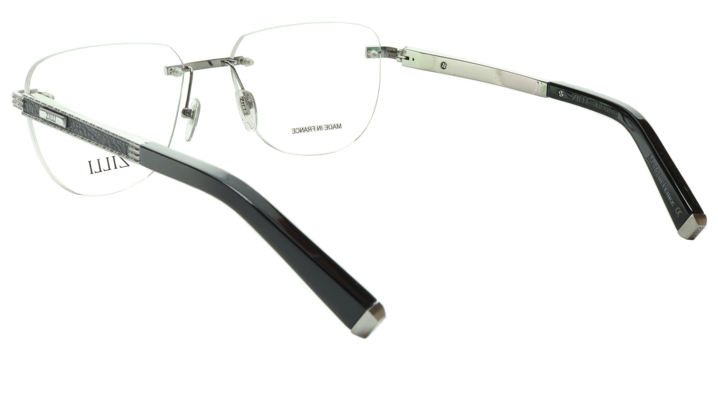 ZILLI Eyeglasses Frame Titanium Leather Acetate Silver France Made ZI 60025 C08 - Frame Bay