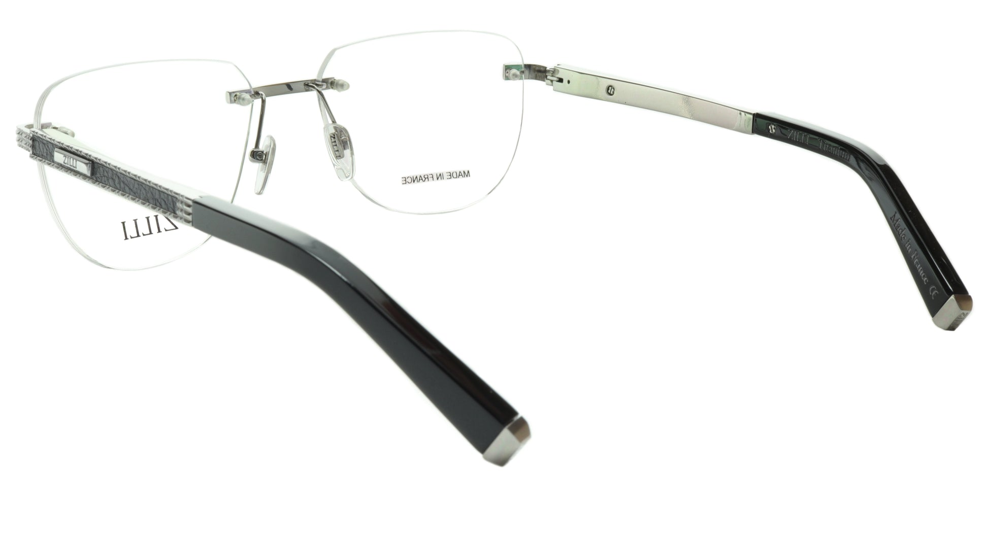 ZILLI Eyeglasses Frame Titanium Leather Acetate Silver France Made ZI 60025 C08 - Frame Bay