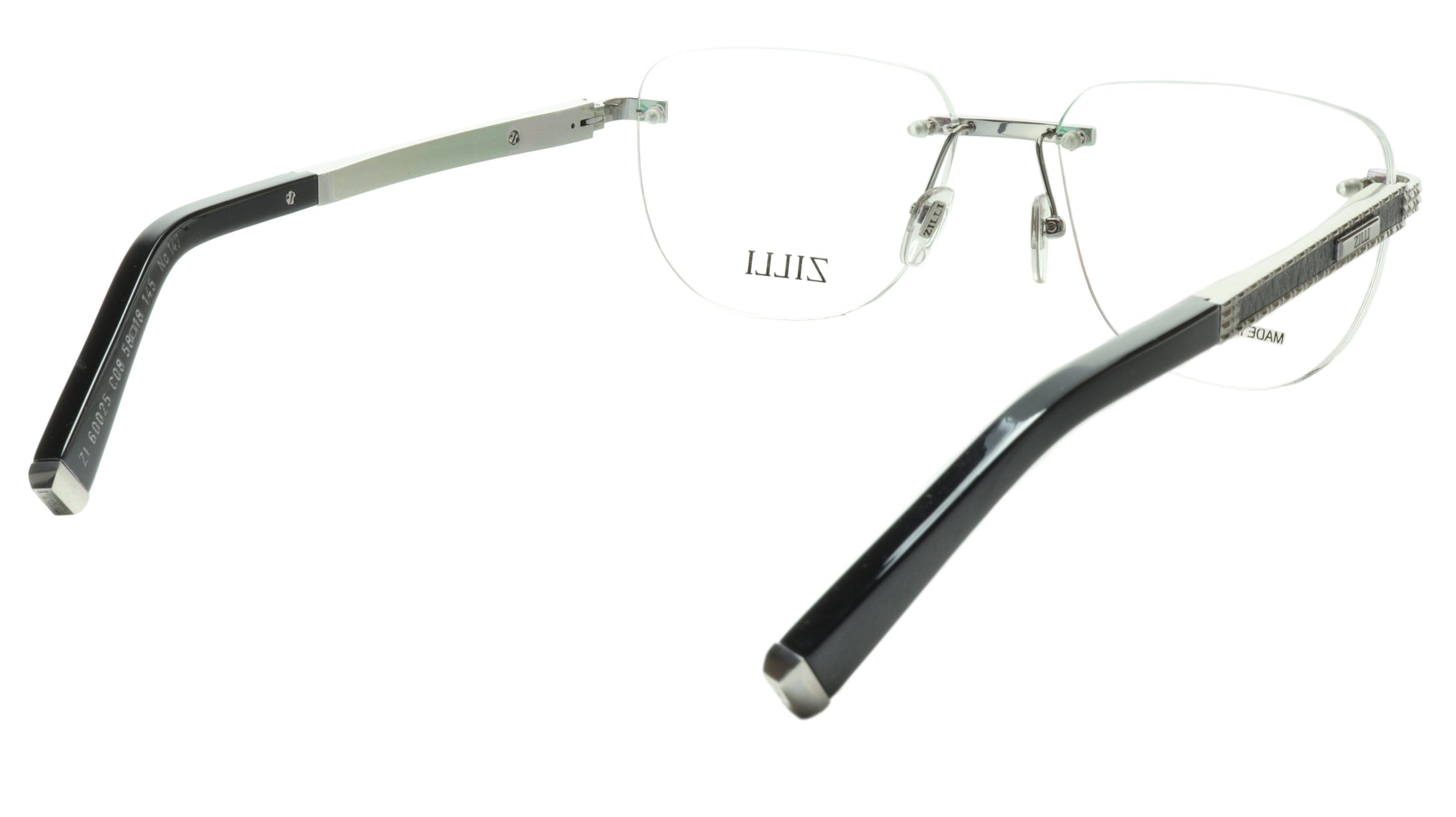 ZILLI Eyeglasses Frame Titanium Leather Acetate Silver France Made ZI 60025 C08 - Frame Bay