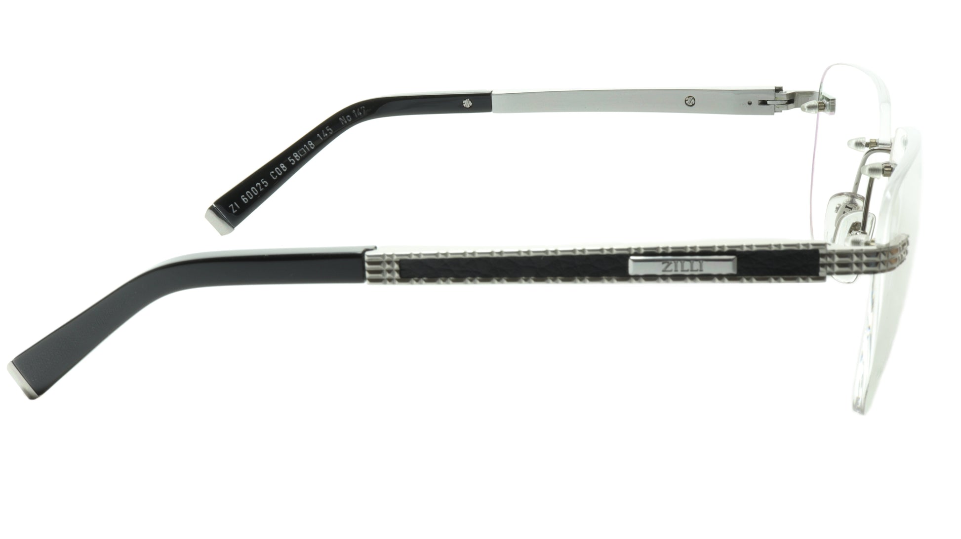 ZILLI Eyeglasses Frame Titanium Leather Acetate Silver France Made ZI 60025 C08 - Frame Bay