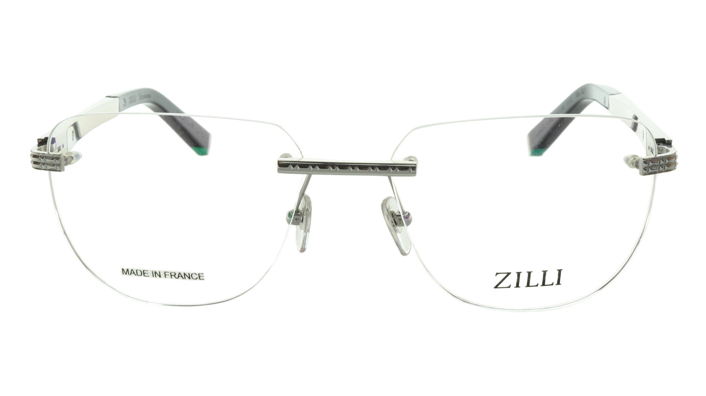 ZILLI Eyeglasses Frame Titanium Leather Acetate Silver France Made ZI 60025 C08 - Frame Bay