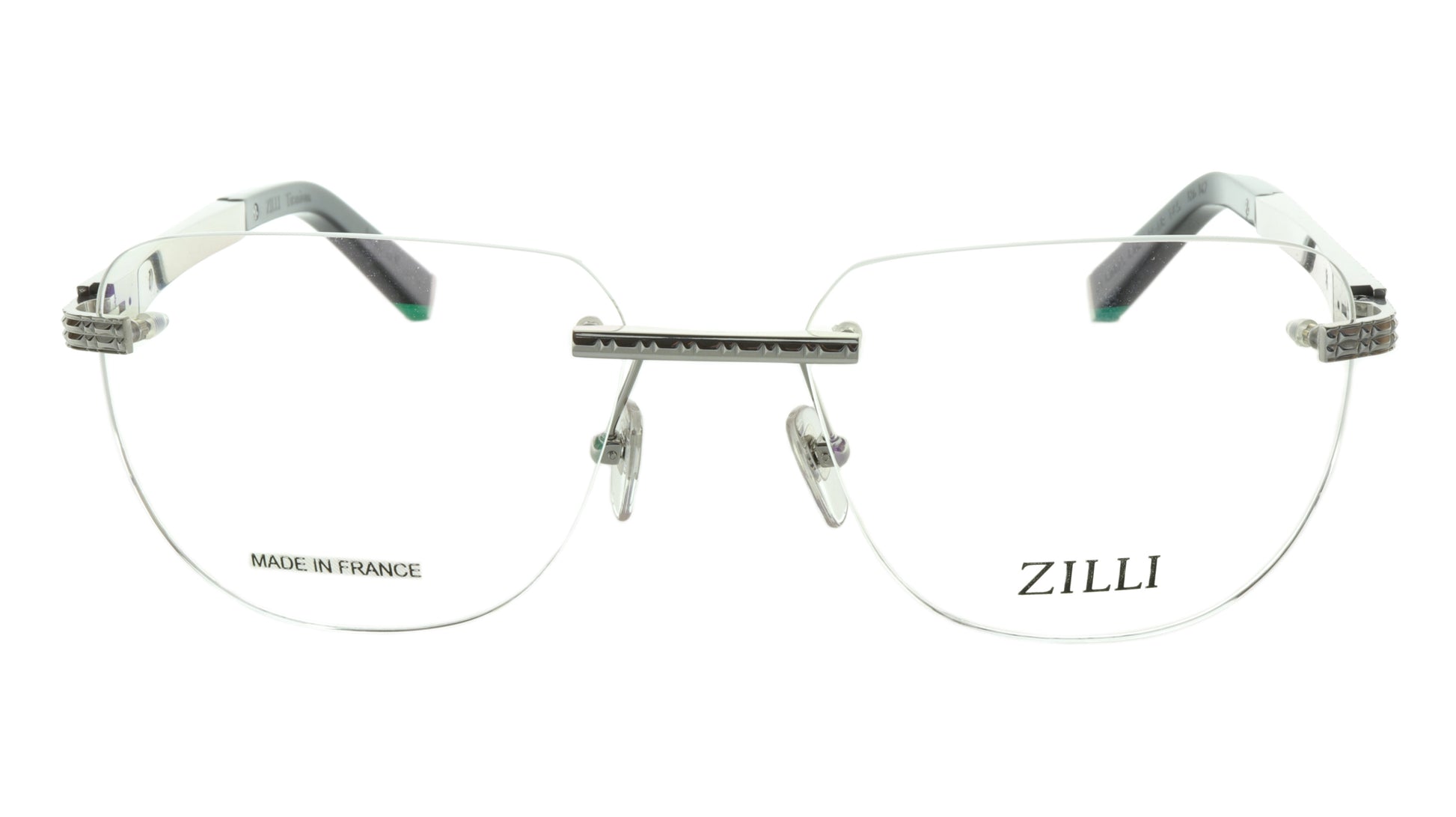 ZILLI Eyeglasses Frame Titanium Leather Acetate Silver France Made ZI 60025 C08 - Frame Bay