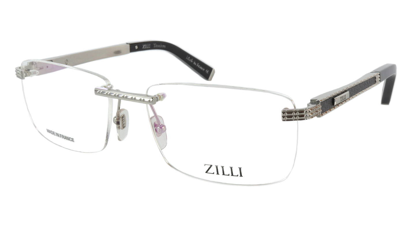 ZILLI Eyeglasses Frame Titanium Leather Acetate Silver France Made ZI 60026 C08 - Frame Bay
