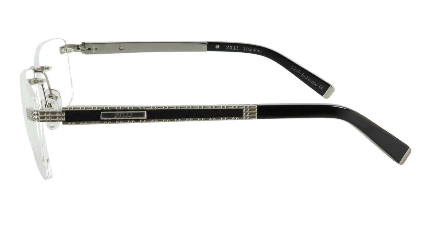 ZILLI Eyeglasses Frame Titanium Leather Acetate Silver France Made ZI 60026 C08 - Frame Bay