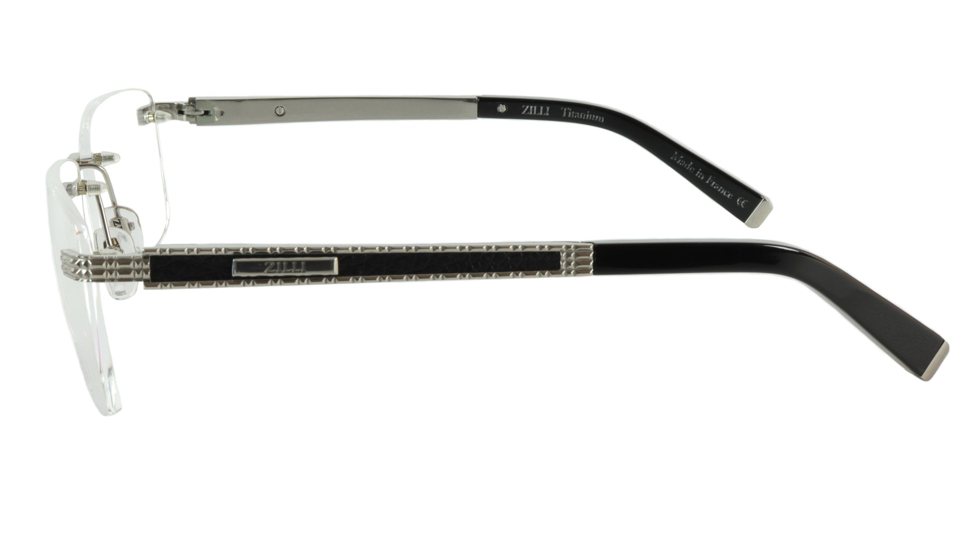 ZILLI Eyeglasses Frame Titanium Leather Acetate Silver France Made ZI 60026 C08 - Frame Bay