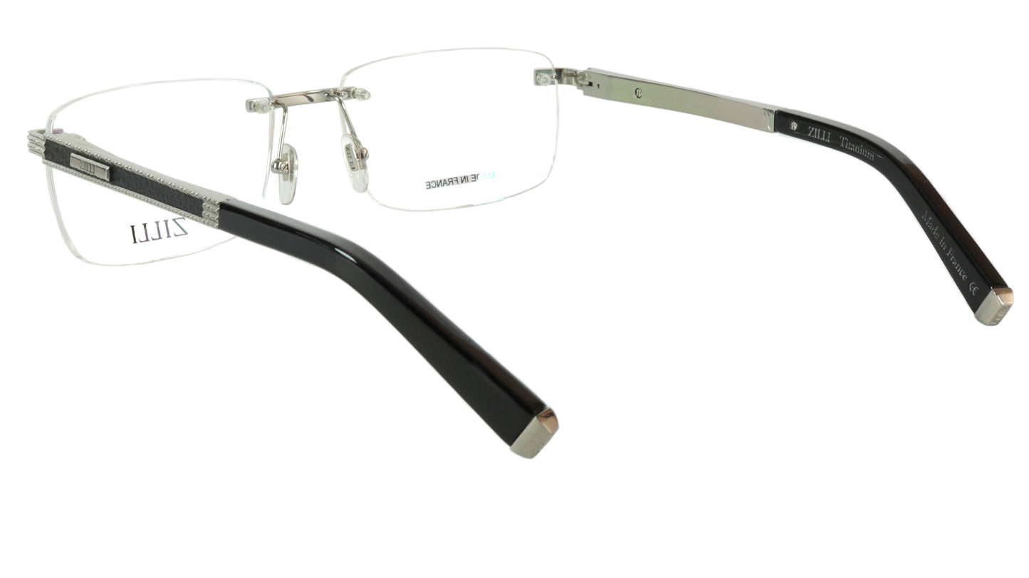 ZILLI Eyeglasses Frame Titanium Leather Acetate Silver France Made ZI 60026 C08 - Frame Bay