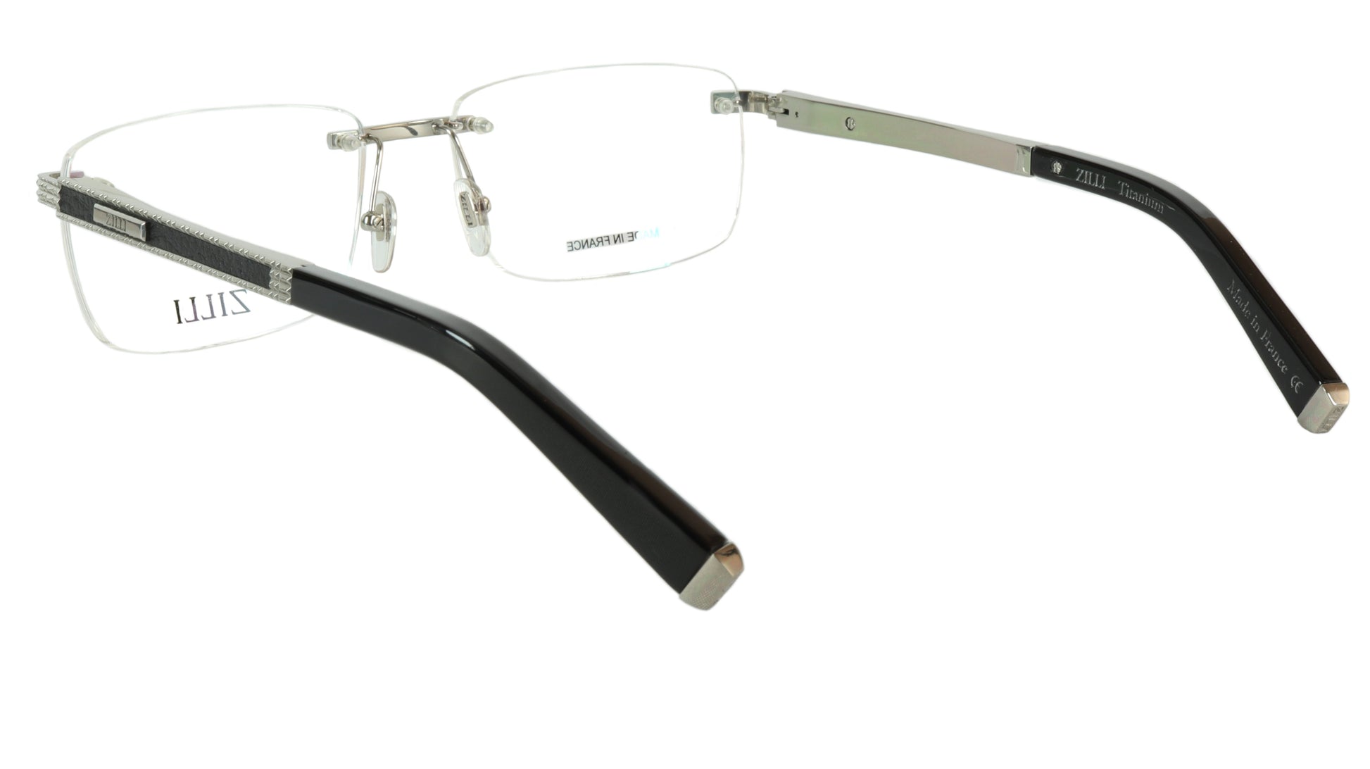 ZILLI Eyeglasses Frame Titanium Leather Acetate Silver France Made ZI 60026 C08 - Frame Bay