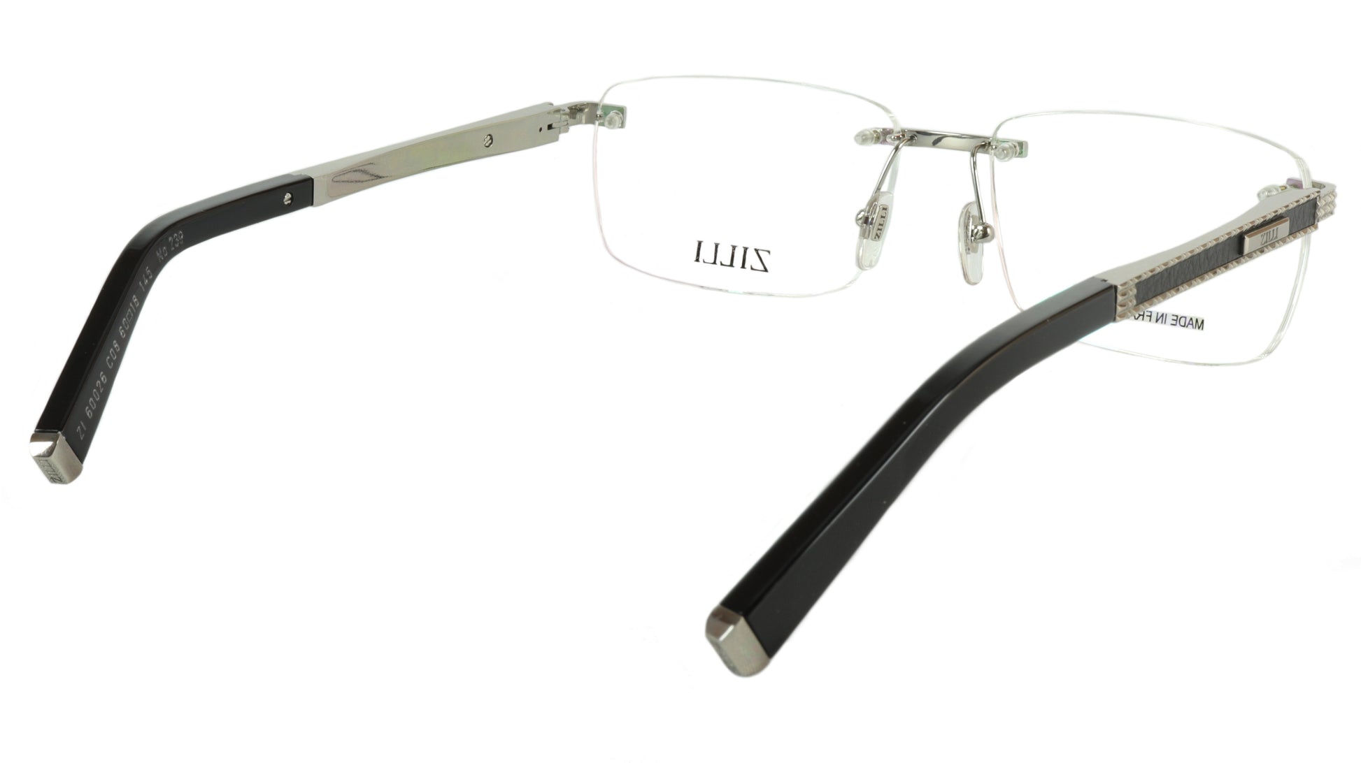 ZILLI Eyeglasses Frame Titanium Leather Acetate Silver France Made ZI 60026 C08 - Frame Bay