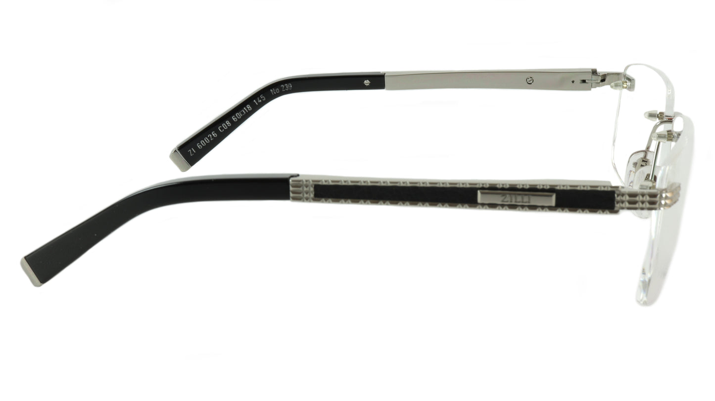 ZILLI Eyeglasses Frame Titanium Leather Acetate Silver France Made ZI 60026 C08 - Frame Bay