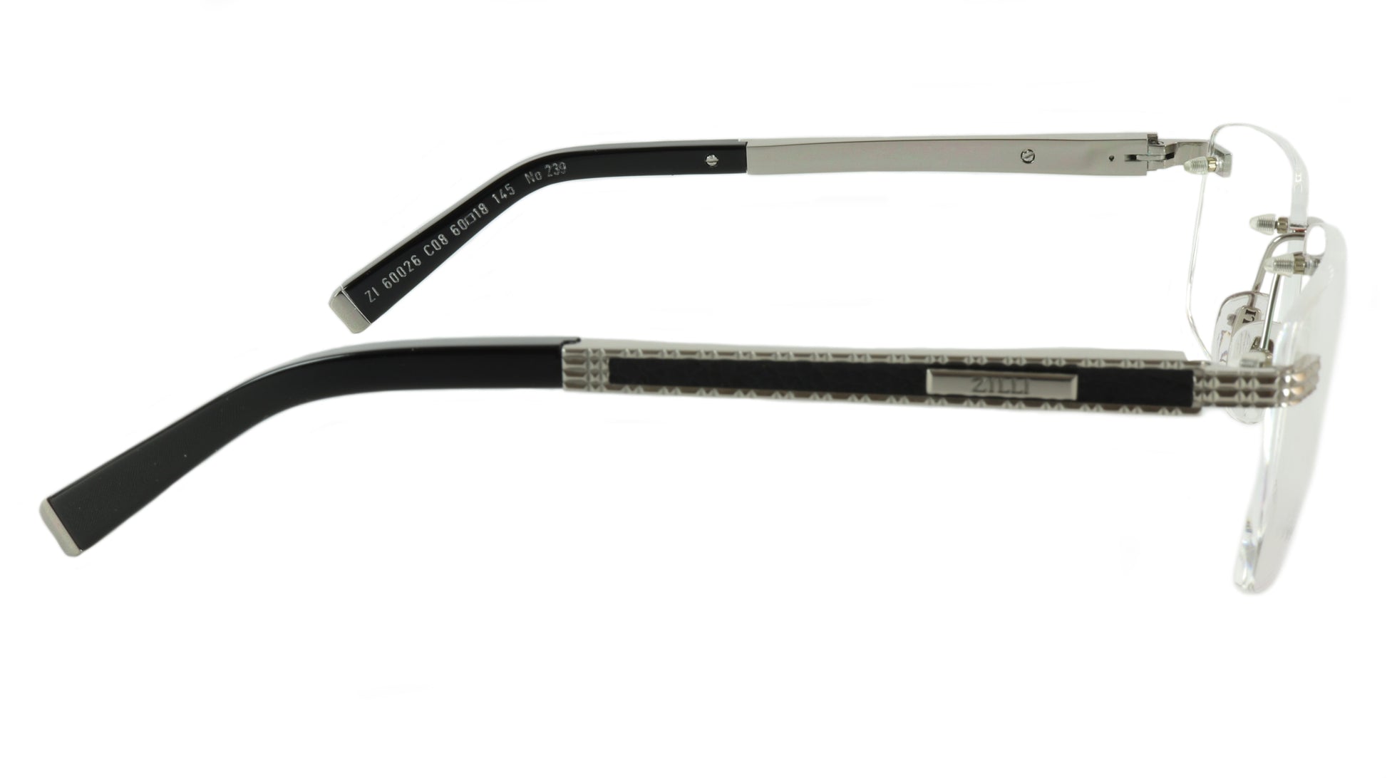 ZILLI Eyeglasses Frame Titanium Leather Acetate Silver France Made ZI 60026 C08 - Frame Bay