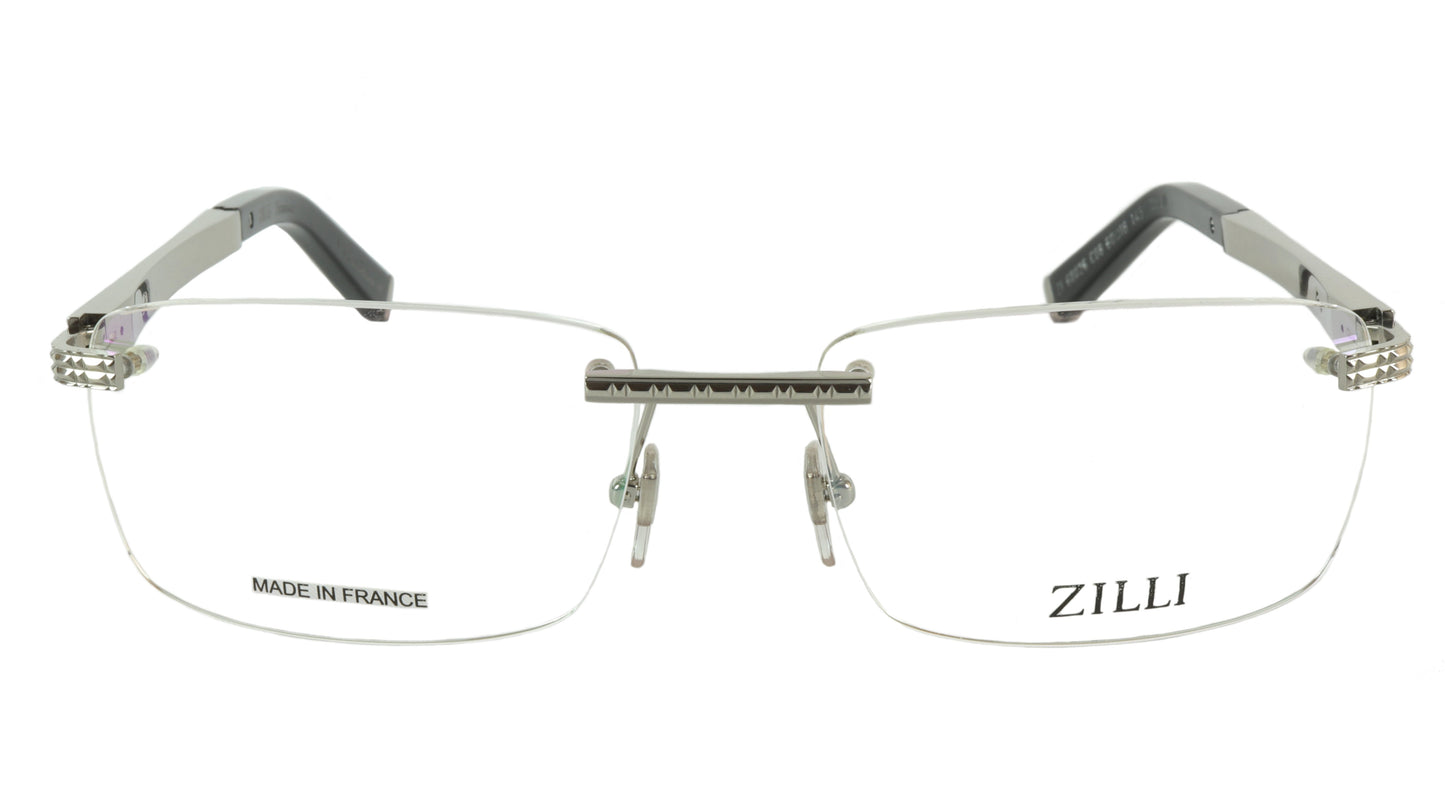 ZILLI Eyeglasses Frame Titanium Leather Acetate Silver France Made ZI 60026 C08 - Frame Bay