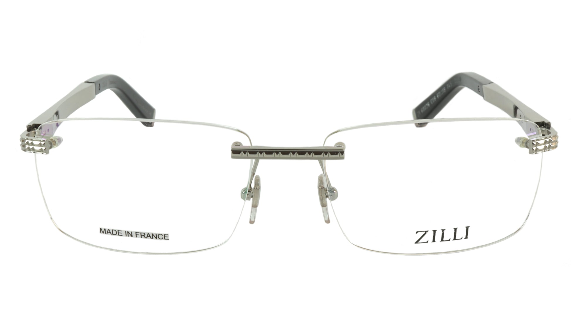 ZILLI Eyeglasses Frame Titanium Leather Acetate Silver France Made ZI 60026 C08 - Frame Bay