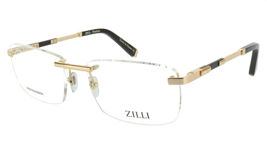 ZILLI Eyeglasses Frame Titanium Leather Acetate Gold France Made ZI 60028 C02 - Frame Bay