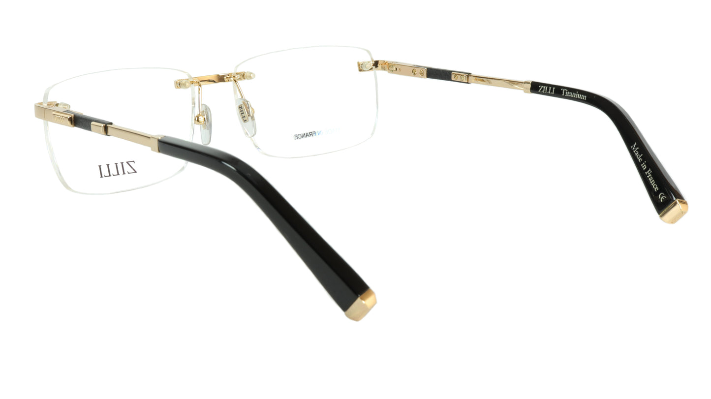 ZILLI Eyeglasses Frame Titanium Leather Acetate Gold France Made ZI 60028 C02 - Frame Bay