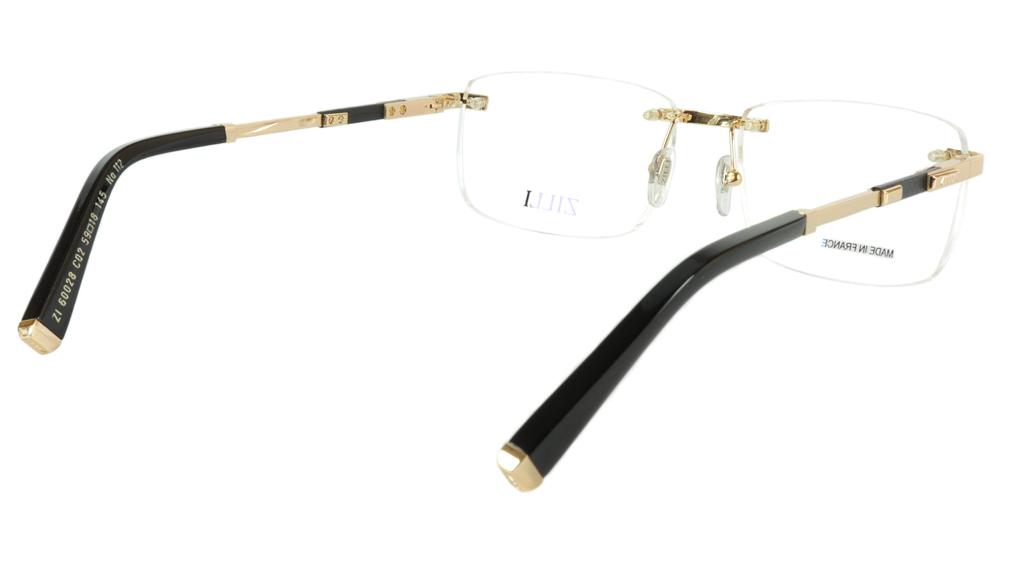 ZILLI Eyeglasses Frame Titanium Leather Acetate Gold France Made ZI 60028 C02 - Frame Bay