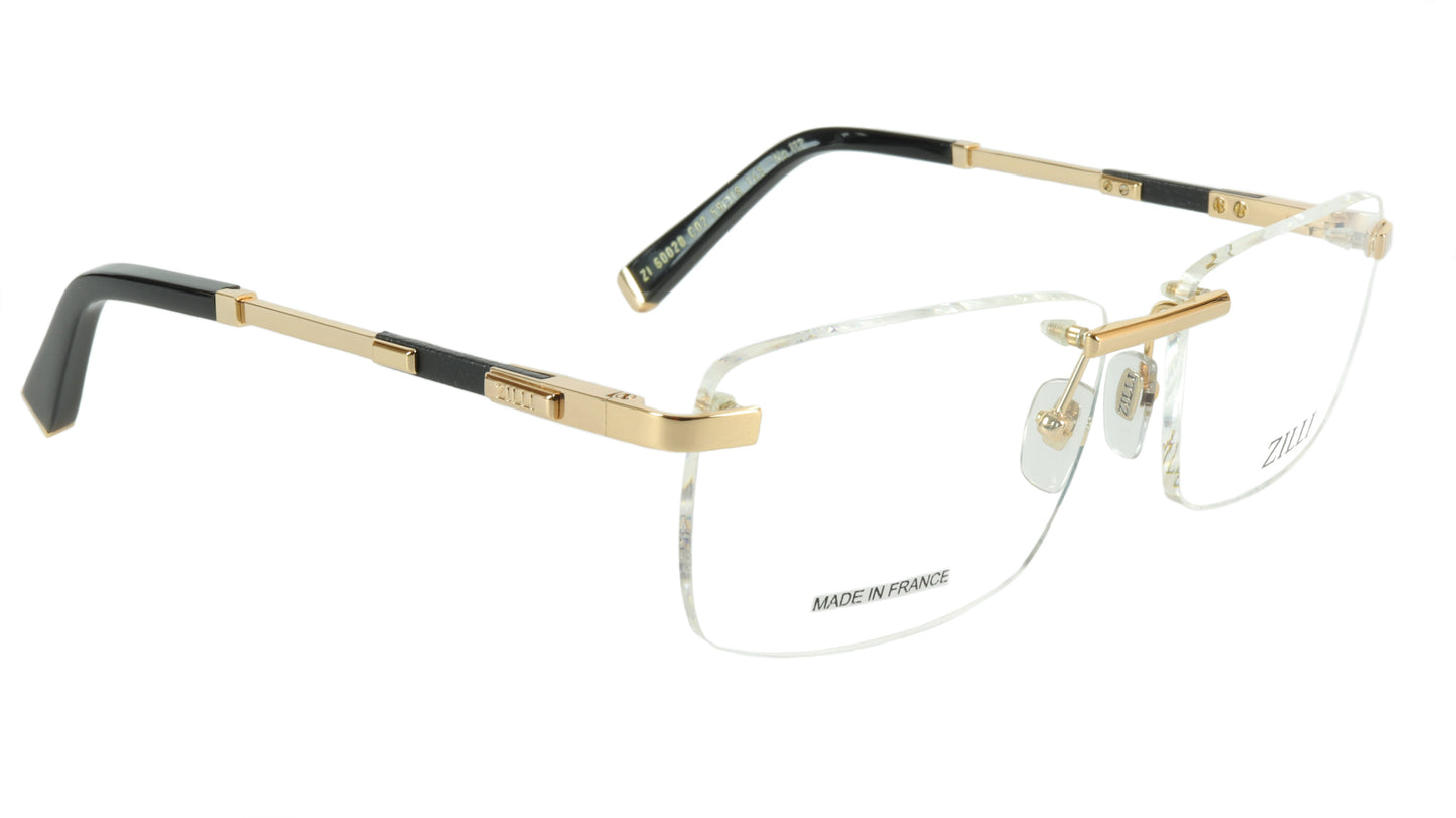 ZILLI Eyeglasses Frame Titanium Leather Acetate Gold France Made ZI 60028 C02 - Frame Bay
